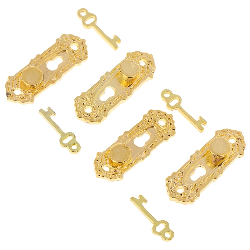 4 Bộ Kim Loại Vintage Nhà Búp Bê Mini Cửa Mini Vali Kéo Móc Khóa Chìa Khóa 1/12 Quy Mô Đồ Phụ Kiện Đồ Chơi Trẻ Em