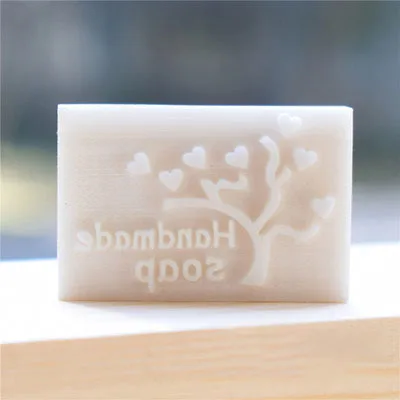 1Pcs Letter Tree and Flower Pattern Mini Diy Soap Stamp Diy Handmade Soap Stamps White Resin Soap Chapter Personality