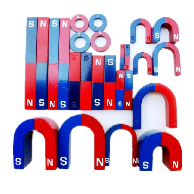 Ceramic Magnetic Teaching Tool Bar U Ring Shape Magnet Blue Red Paiting Children Education Student Magnet Poles Teller Horseshoe