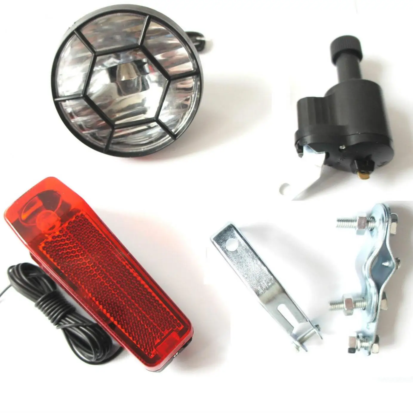 

Bicycle Dynamo Lights Set Bike Cycle Safety No Batteries Needed Headlight Rear Bicycle Lights