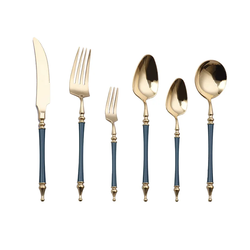 Stainless Steel Cutlery Set, Western Roman Column Knife, Fork, Spoon, Coffee, Dessert, Kitchen, Hotel Tableware Supplies