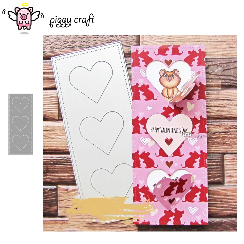 Piggy Craft metal cutting dies cut die mold Love rectangle frame Scrapbook paper craft knife mould blade punch stencils dies