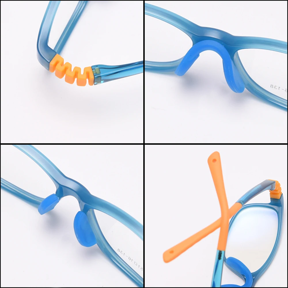 Peekaboo – lunettes carrées en silicone pour enfants, verres transparents tr90 bleu rose, monture optique pour enfants, ultraléger