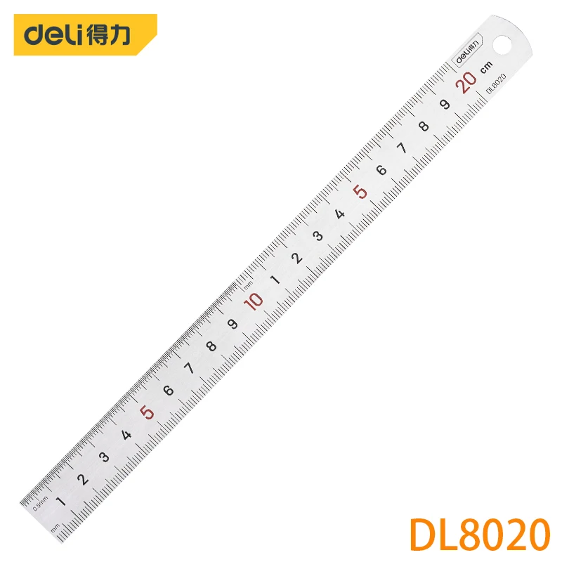 

Deli DL8020 Steel Ruler Specification: 225mmx19mm Stainless Steel Measuring Tools Engraved With Formulas And Conversion Tables