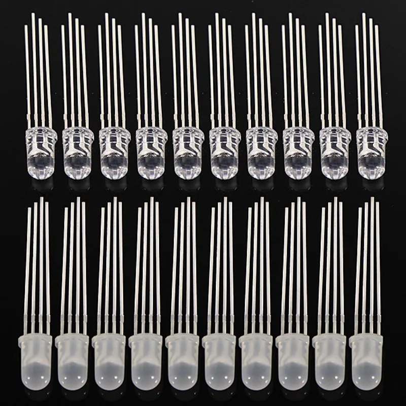 10/20/50/100pcs Led Light Lighting Diodes RGB Cathode 5mm RGB LED Common Cathode 4-Pin Tri-Color Emitting Diode Dropshipping