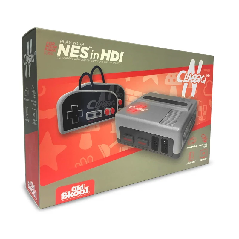 Consola de videojuegos Clone NES de 8 bits, HD CLASSIQ N, Compatible con NTSC versión 72P, ranura para cartucho, 2 controladores con cable