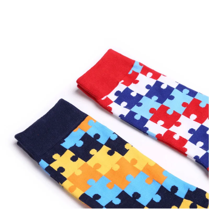 Men Socks Male Cartoon Shark Crocodile Duck Shrimp Poker Puzzle Funny Happy Korean Street Harajuku Hip Hop Cotton Socks Autumn