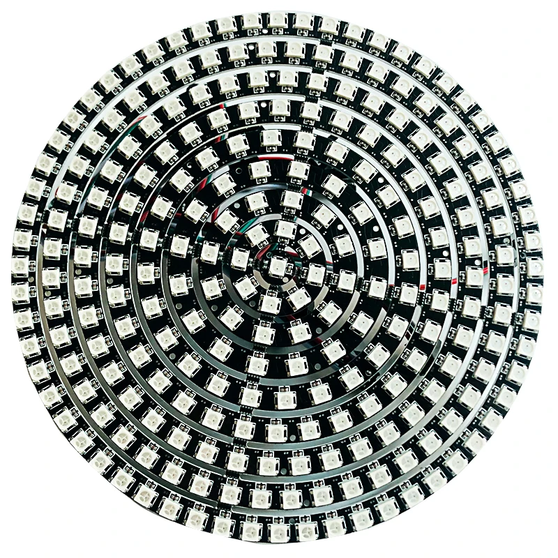 WS2812B DIY RGB LED pierścień 37 do 24 led/m okrągły moduł SK6812 5050 zintegrowany sterownik czarny PCB DC5V pełny kolor LED pierścień