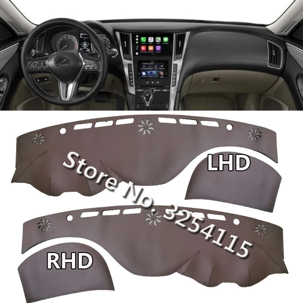 

PU Leather Dashmat Suede Dashboard Cover Pad Dash Mat Carpet Car Styling Accessories For Infiniti Q50 Q60 2016 2017 2018 2021