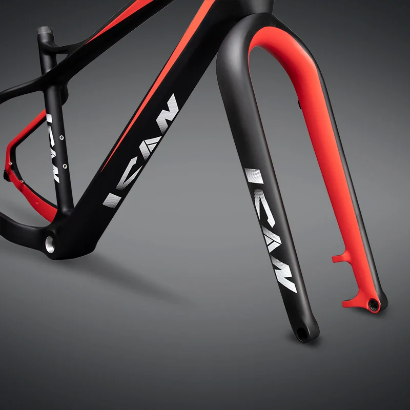 26er carbon fat bike frame 197mm rear space fat bike carbon frame UD matt Red color with ican brand 17/19 inches SN02