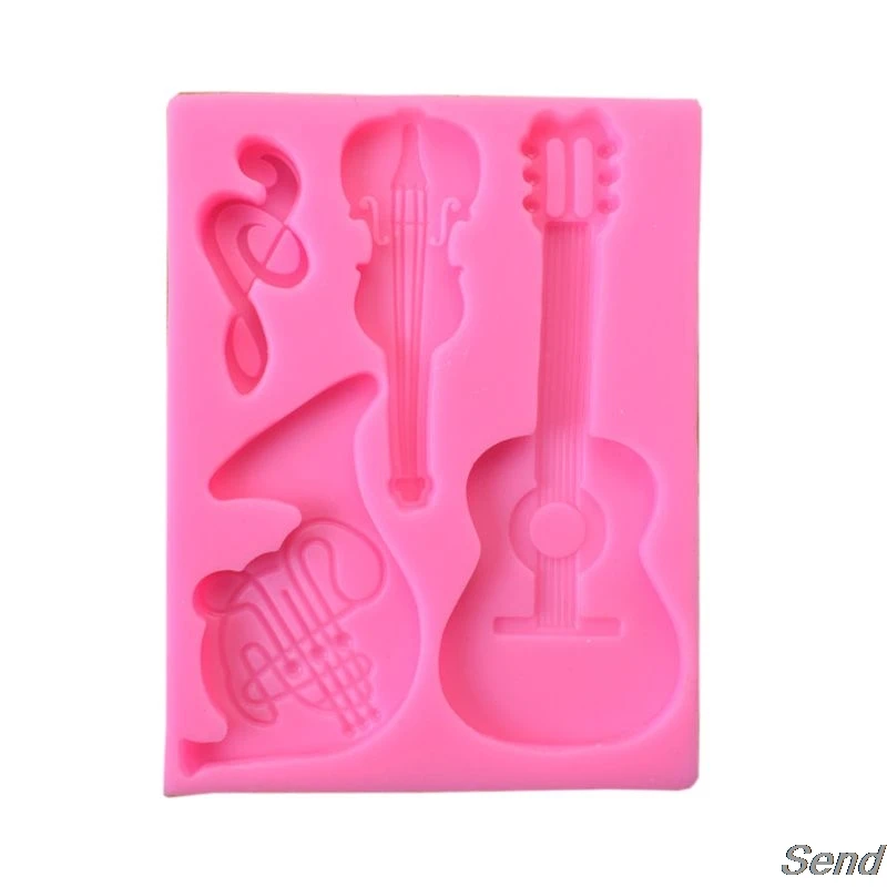 Guitar Violin Keychain Silicone Mold with Hole Keyring Pendant Handmade Mold Valentine's Day Birthday Gift Jewelry