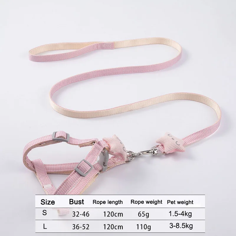 Cat Dog Harness Vest Collar For Small Medium Dog Cat Accessories Harness and Leash Set Collar for cats Walking Lead Leash 120cm