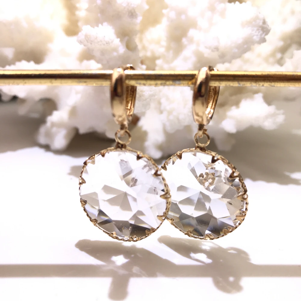 CXQD Popular White Geometric Drop Dangle Earrings for Women New Bijoux Square Clear Crystal Statement Ladies Jewelry Gifts