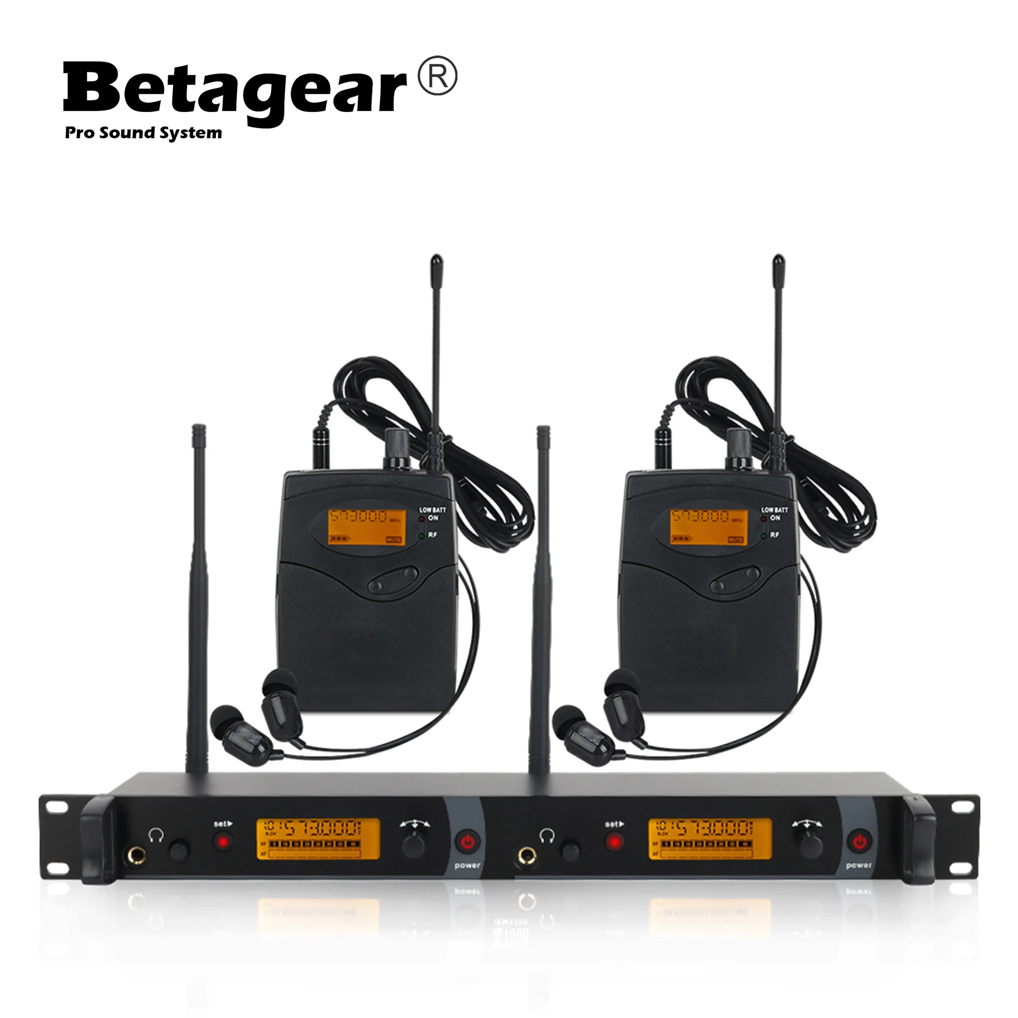 Betagear SR2050IEM Twin Monitor In Ear Monitoring System Mono Wireless Transmitter 4 Frequency Receiver Stage Audio Equipment