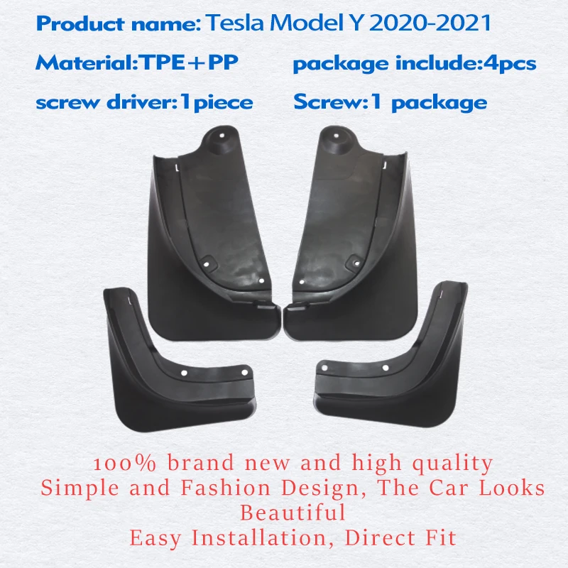 Mudflaps FOR Tesla Model Y Mudguards Fender Mud Flap Guard Splash Mudguard Car Accessories Auto Styline Front Rear 4pcs