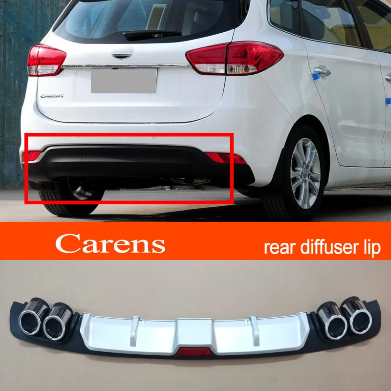 Carens ABS Plastic Silver / Black Car Rear Bumper Rear Diffuser Spoiler Lip for KIA Carens