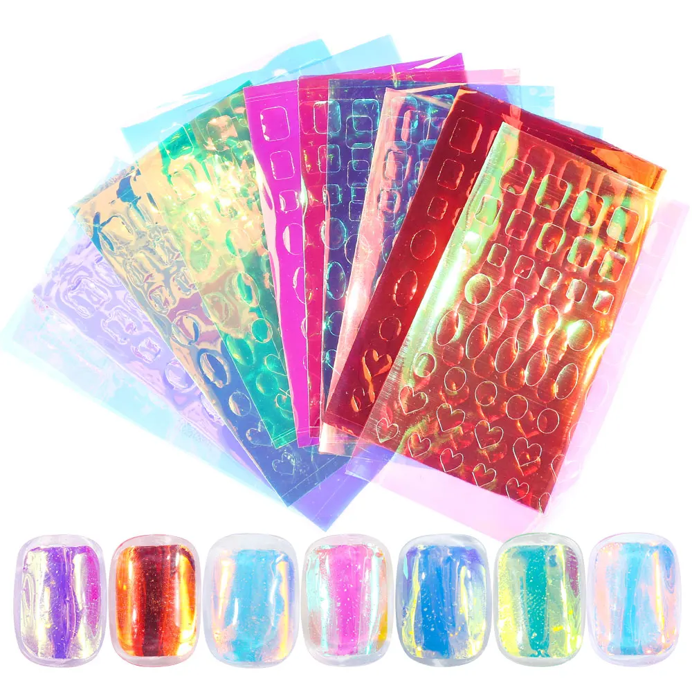 Nail Art Aurora Ice Cube Aurora Cellophane Glass Foil Film Sticker Colorful Laser Jewelry Paper Manicure DIY Nail Art Decoration