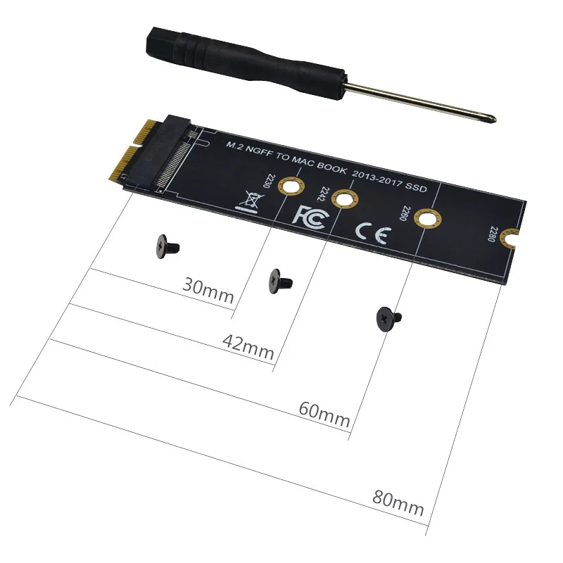 M key-cartão adaptador ssd m.2 pcie ahci, para macbook air, 2013, 2014, 2015, a1465, a1466 pro, a1398, a1502, a1419, suporta ssd 2017-2230