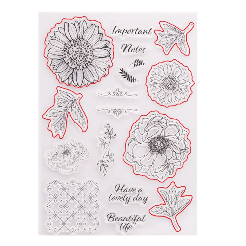 

1pc Sunflower Flower Transparent Silicone Stamp DIY Scrapbooking Rubber Coloring Embossed Diary Decor Template Reusable 15*21cm