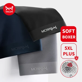 Miiow 3 Stuks Biologische Katoen Mannen Boxer Ondergoed Naadloze Antibacteriële Onderbroek Boxershorts Kofferbak Mannelijke Slipje L-5XL 2022 Nieuwe