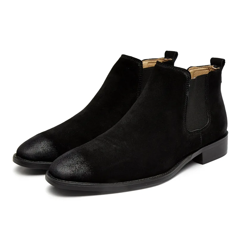 

famous brand mens luxury fashion black chelsea boots comfortable genuine leather tooling shoes outdoor ankle boot black botas