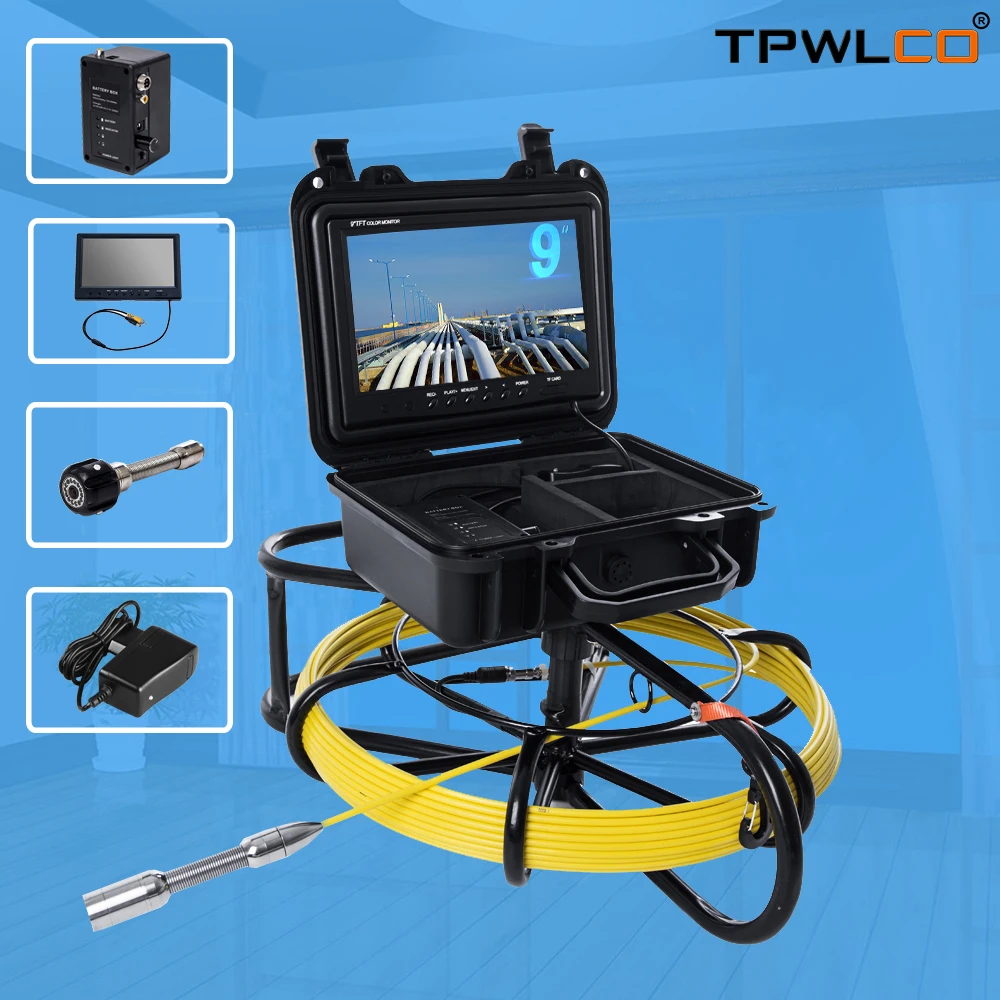 

Sewer Camera 20M 30M 40M 50M Snake Cam Video 9 Inch LCD Display Pipe Inspection Equipmentl