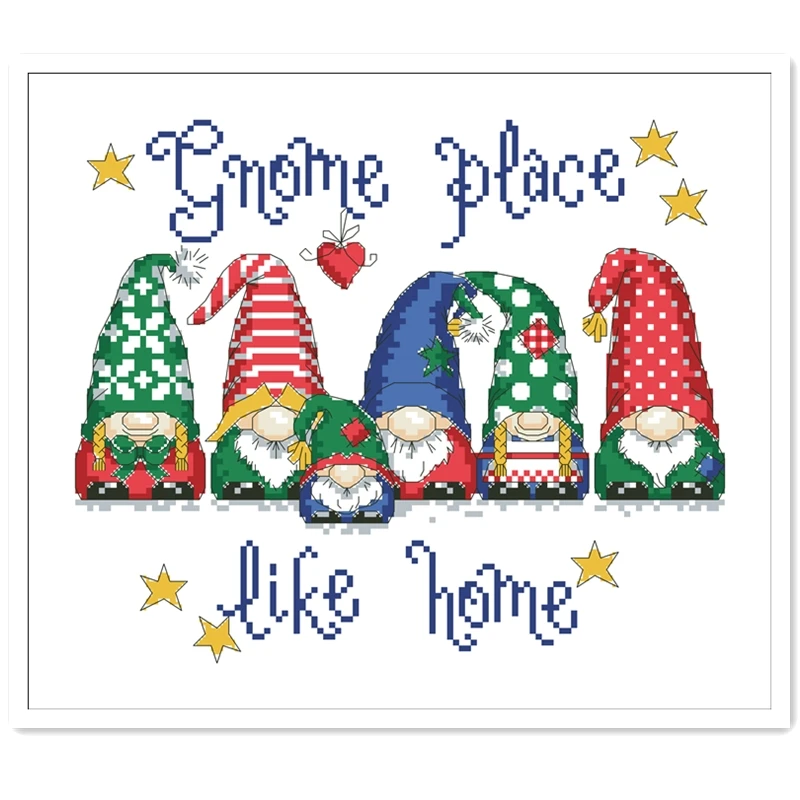 Gnome место как домашний крест stitchX-mas пакет 18ct 14ct 11ct белая ткань хлопок нить вышивка Сделай Сам рукоделие