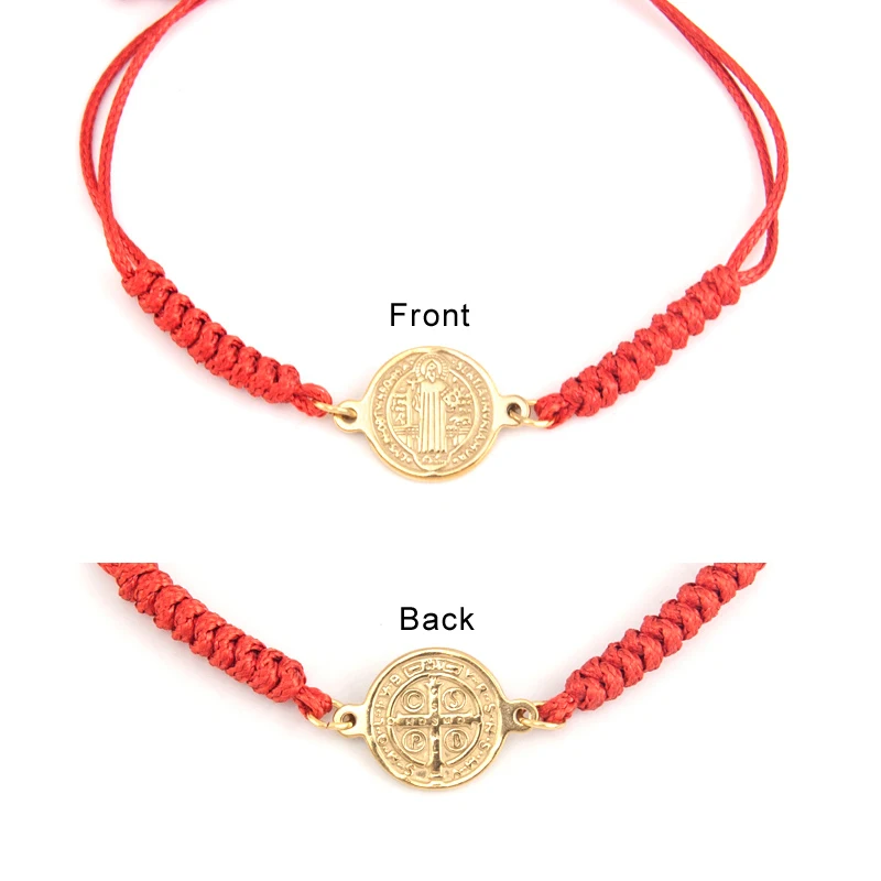 La medaglia di san antonio donna uomo nodo corda corda regolabile bracciale rosso nero ciondolo vergine santa maria acciaio inossidabile