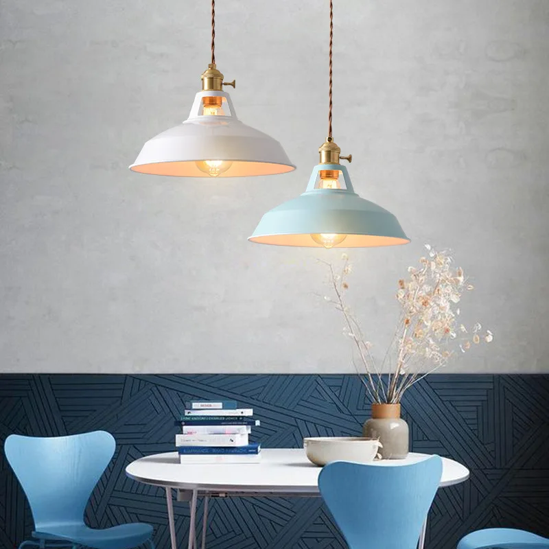 Pendant Light Retro Industrial Colorful Restaurant Kitchen Home Ceiling Lamp Vintage Hanging Light Lampshade Decorative Lamps