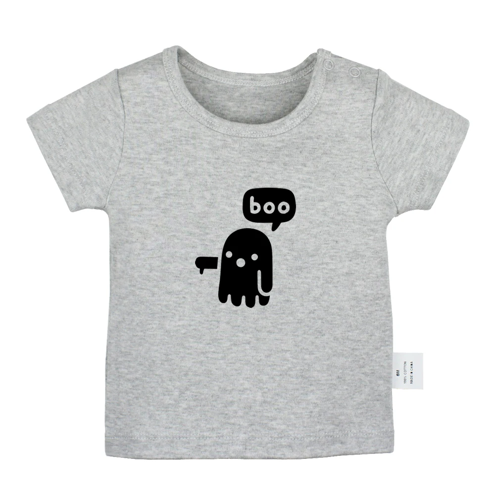 

Ghost Of Disapproval Boo Cartoon Halloween Castle Design Newborn Baby T-shirts Toddler Graphic Solid Color Short Sleeve Tee Tops