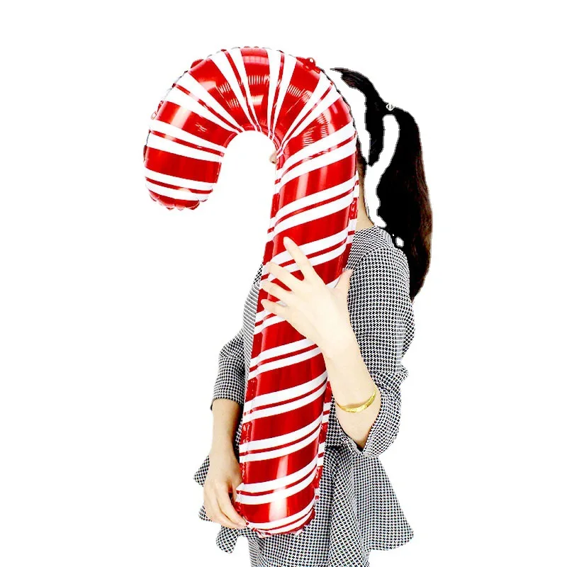 7pcs Large Christmas Cane Foil Balloons White Red Candy Cane Helium Ballon Xmas Party Decoration Kids Toys Supplies Baby Shower