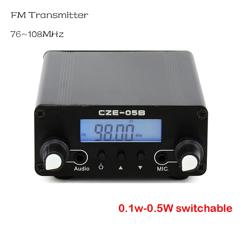 

PLL Stereo FM Transmitter Radio Broadcast Station CZE-05B 100mW/500mW Frequency 76-108Mhz Home Campus Amplifier Dual Mode