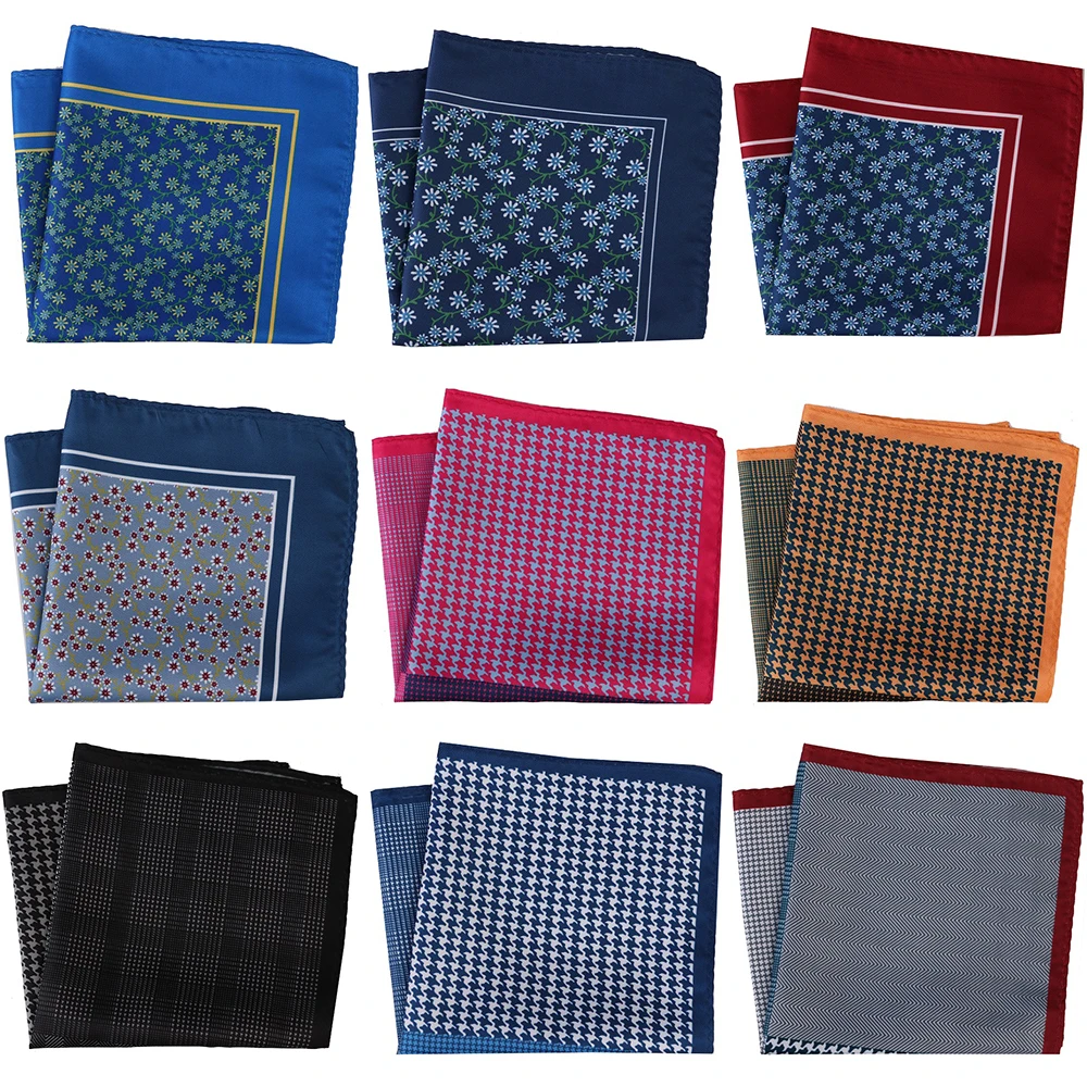 Tailor Smith New Designer Pocket Square Handkerchief Houndstooth Floral Paisley Strip Printing Soft Handkerchief Men Chest Towel