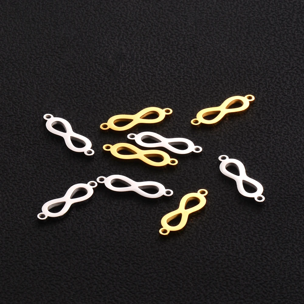 10 teile/los Edelstahl Unendlichkeit Charm Connectors Anhänger Anzahl 8 für DIY Halskette Armband Kennzeichnung Finden Zubehör – Detail 6
