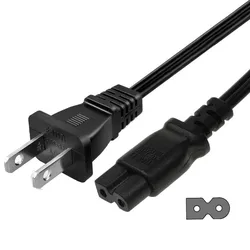 2 Prong Polarized-Power-Cord for Vizio-LED-TV Smart-HDTV E-M-Series and Others 2 Slot Adapter-AC-Wall-Cable: IEC-60320 IEC320 C7