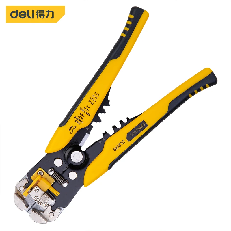 deli Crimper Cable Cutter Automatic Wire Stripper Multifunctional Stripping Tools Adjustable Crimping Pliers Terminal 0.2-6.0mm2