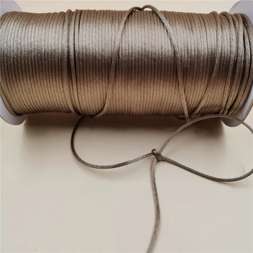 2mm Lt Coffee Chinese Knot Line Cord Silk Satin Cord Nylon Cord DIY String Necklace Bracelets Cord 10meters lot