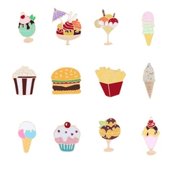 1pcs Food Ice cream Cake Dessert Cartoon Icons Backpack Bag Brooches Jackets Lapel Pins Metal Badges Fashion Girl Women Jewelry