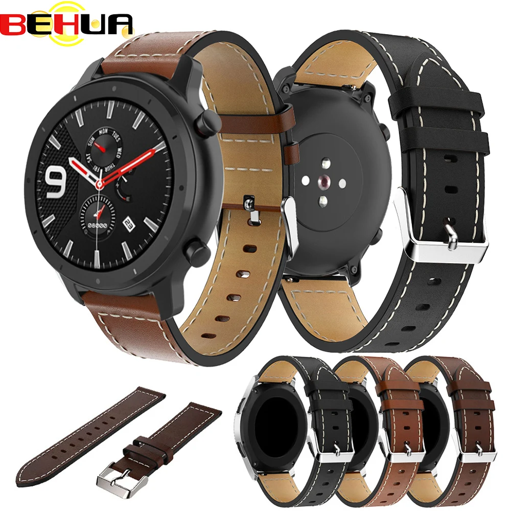 22MM Uhr Bands für Xiaomi AMAZFIT Tempo Stratos 2 2S 3 Lederband für Huami Amazfit GTR 42MM 47MM Smart Weiche Armband Correa