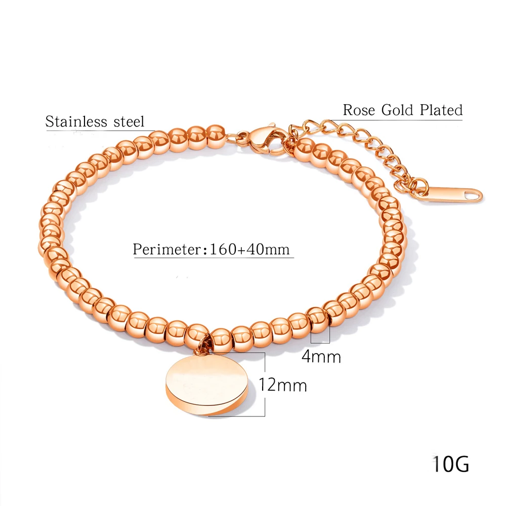 Women's Stainless Steel Charm Beaded Bracelet