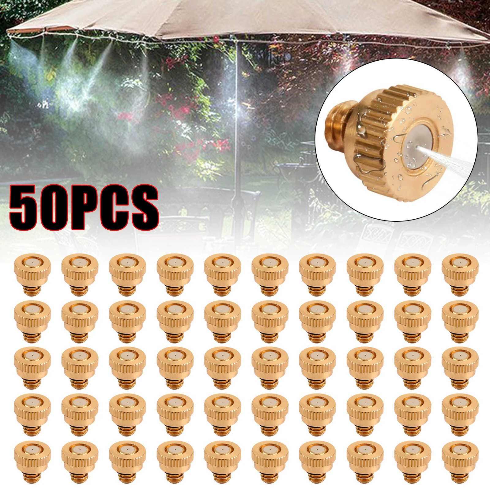 

Areyourshop 50X Brass Misting Water Sprinkler Nozzles For Mist Cooling System 0.012" 10/24