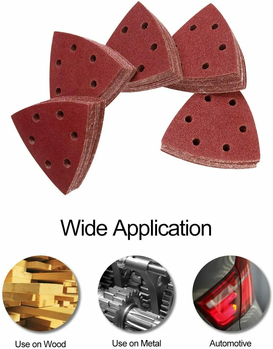 100 pezzi di levigatura a triangolo a 6 fori 3-1/2 "carta vetrata a strappo grana assortita
