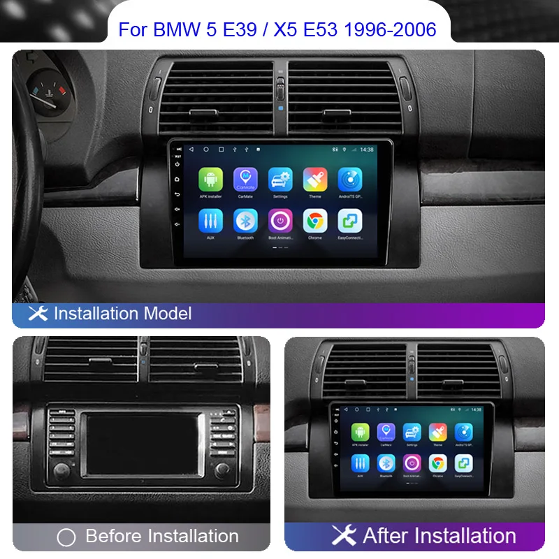 Roadwise 8+256 Android Car Radio Carplay For BMW 5 E39 1995- 2003 2004 2005 E53 X5 M5 Multimedia 4G Wifi DVD GPS 2 Din Autoradio