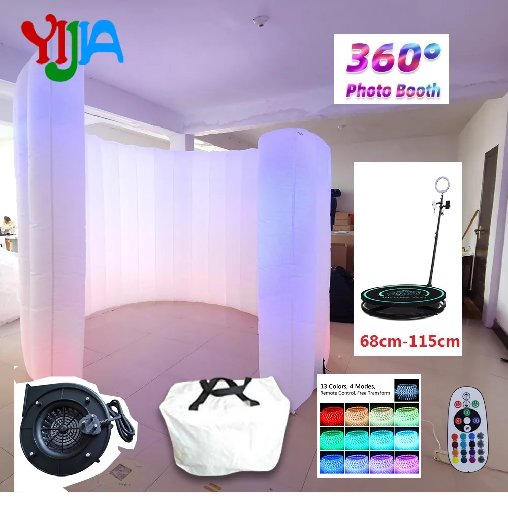 Automatic 360 Round Inflatable Photo Booth WalL Degree Video Camera Led Lights Enclosure For 360 Photo Booth  Party Event