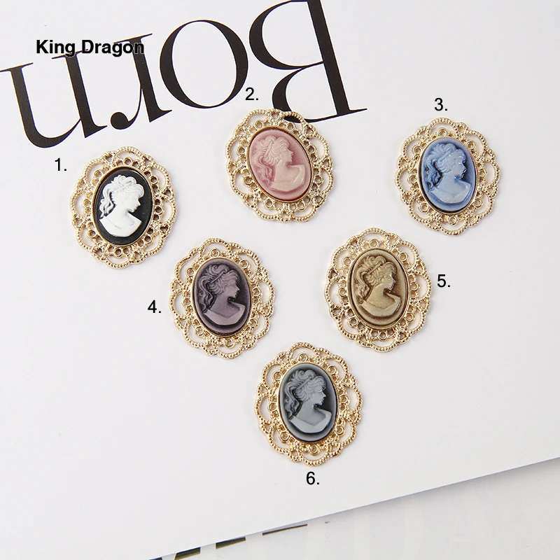 King Dragon Rhinestone Cameo Embellishment Used On Headband Decoration 29MM*25MM 5PCS/Lot Flat Back Gold Color KD617