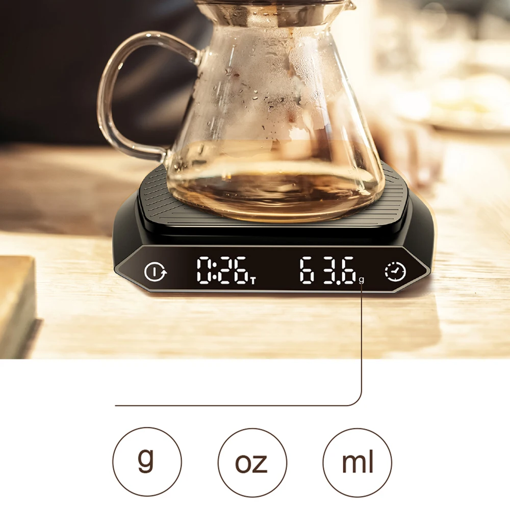 Báscula Digital de café por goteo de alta precisión, balanza de cocina de 2kg, balanza electrónica LCD con temporizador, alimentada por USB, 50% de descuento