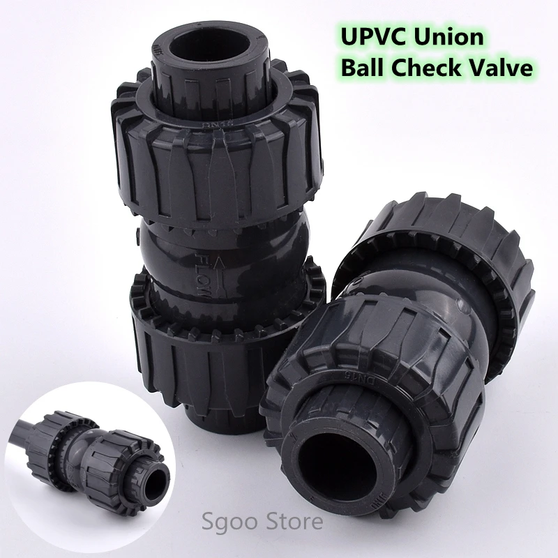 1pc I.D 20~63mm UPVC Union Ball Check Valve Garden Irrigation Accessories PVC Check Valve Fish Tank Aquarium Plastic Check Valve