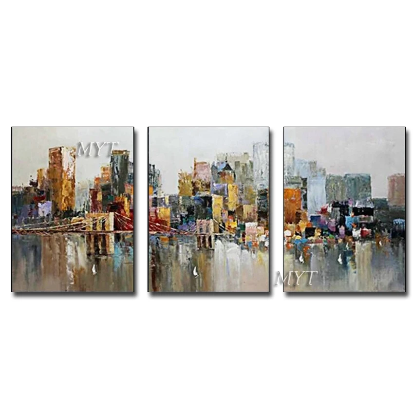 

2020 Cuadros Painting Paint By Number Large Cheap 3 Combination Hand Painted Art Picture New York City Landscape Architecture