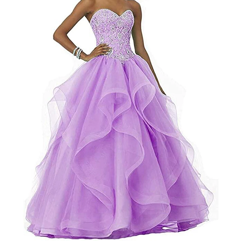 2023 New Pink Prom Vestidos Longas Camadas Ruffles Tule Vestidos De Noite De Casamento Querida Lace Lantejoulas Vestidos Quinceanera