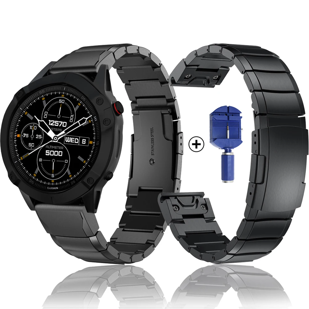 

Ремешок из нержавеющей стали для смарт-часов Garmin Fenix 6 Pro/5/5 Plus/Instinct/Forerunner 945, 22 мм